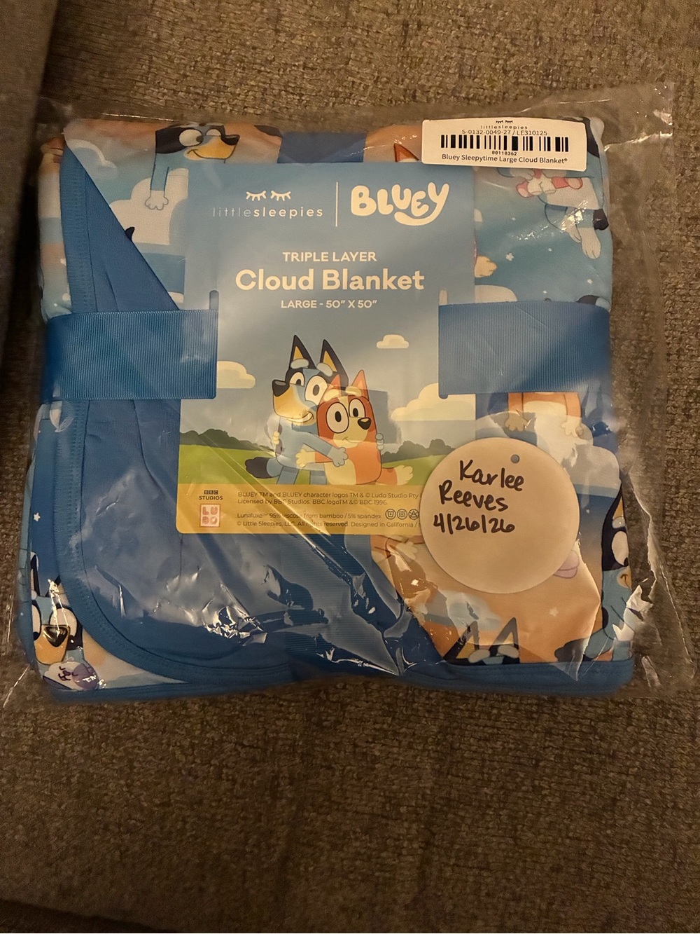 Little Sleepies Bluey Sleepytime - Triple Layer Cloud Blanket